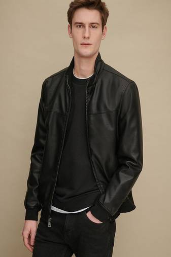 Men's genuine lambskin leather jacket leather motorcycle biker racer style jacket-cl-m217