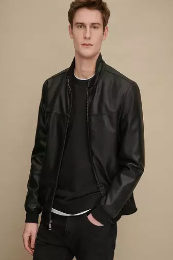 men's genuine lambskin leather biker jacket classic moto zip style authentic authentic