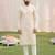 beige cotton digital print premium designer festive wear kurta trouser set