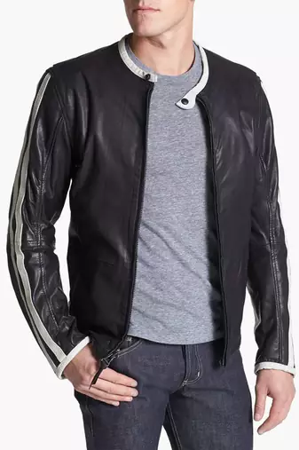 men's genuine lambskin leather biker jacket classic moto zip style authentic superior