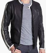 Men's genuine lambskin leather jacket leather motorcycle biker racer style jacket-cl-m219