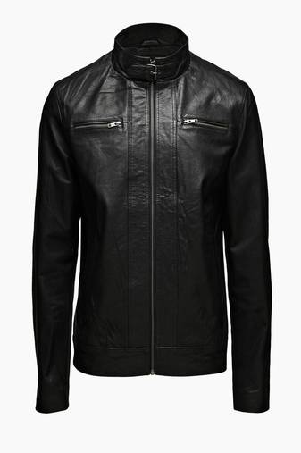 Men's genuine lambskin leather jacket leather motorcycle biker racer style jacket-cl-m220