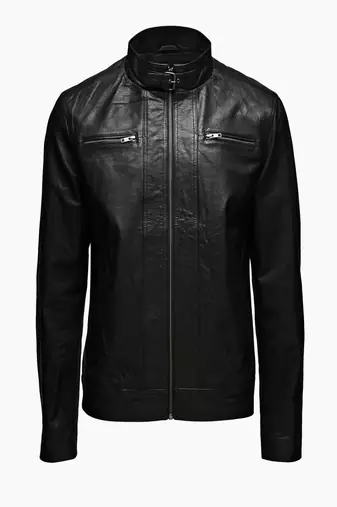 men's genuine lambskin leather biker jacket classic moto zip style authentic refined