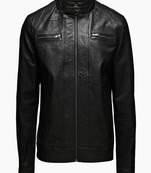 Men's genuine lambskin leather jacket leather motorcycle biker racer style jacket-cl-m220