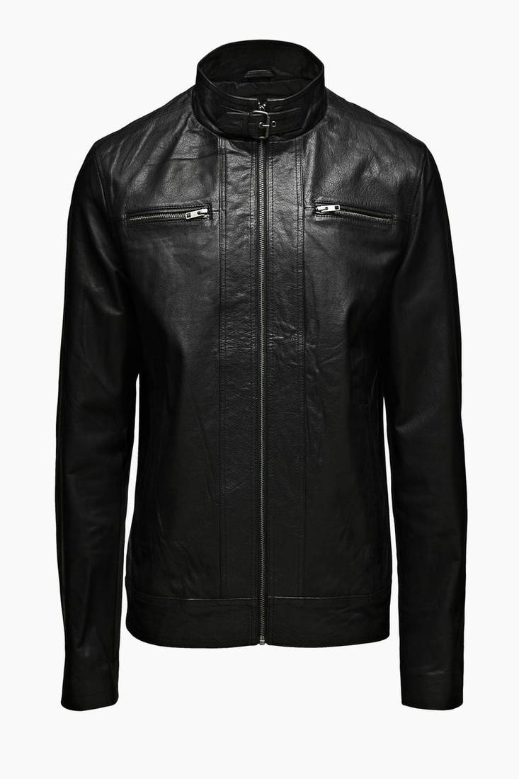 Men's genuine lambskin leather jacket leather motorcycle biker racer style jacket-cl-m220