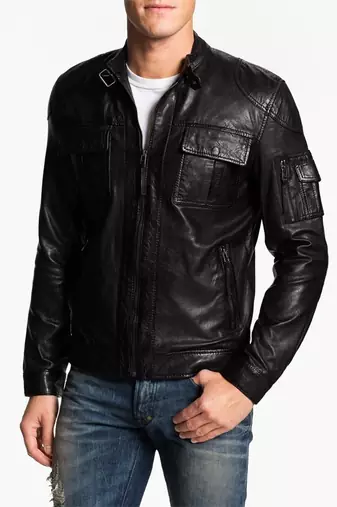 men's genuine lambskin leather biker jacket classic moto zip style authentic elegant