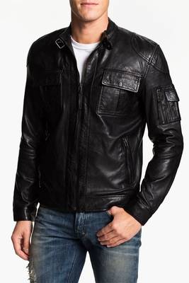 men's genuine lambskin leather biker jacket classic moto zip style authentic elegant 2