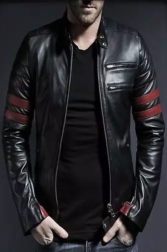 men's genuine lambskin leather biker jacket classic moto zip style authentic versatile