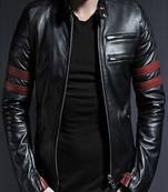 Men's genuine lambskin leather jacket leather motorcycle biker racer style jacket-cl-m224