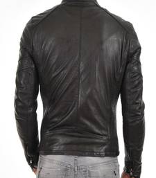 Men's genuine lambskin leather jacket leather motorcycle biker racer style jacket-cl-m225