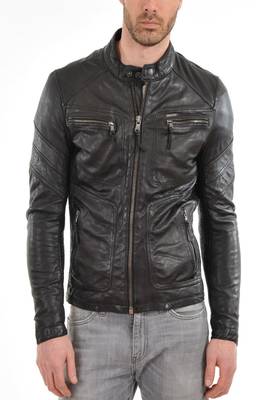 men's genuine lambskin leather biker jacket classic moto zip style authentic timeless 1