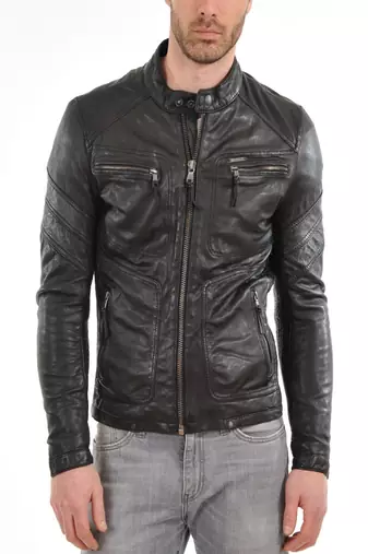 men's genuine lambskin leather biker jacket classic moto zip style authentic timeless