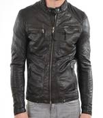 Men's genuine lambskin leather jacket leather motorcycle biker racer style jacket-cl-m225