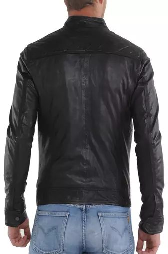 men's genuine lambskin leather biker jacket classic moto zip style authentic distinctive
