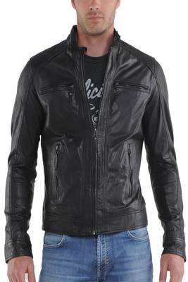 men's genuine lambskin leather biker jacket classic moto zip style authentic distinctive 1