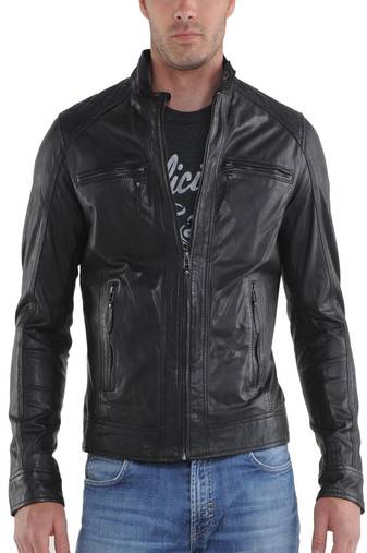 men's genuine lambskin leather biker jacket classic moto zip style authentic distinctive