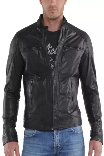 men's genuine lambskin leather biker jacket classic moto zip style authentic distinctive