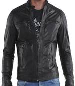 men's genuine lambskin leather biker jacket classic moto zip style authentic distinctive