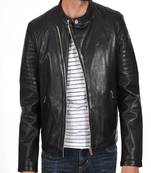 Men's genuine lambskin leather jacket leather motorcycle biker racer style jacket-cl-m228