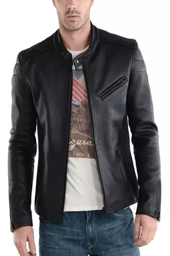men's genuine lambskin leather biker jacket classic moto zip style authentic elite