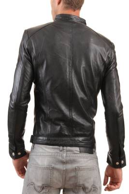 men's genuine lambskin leather biker jacket classic moto zip style authentic select 2