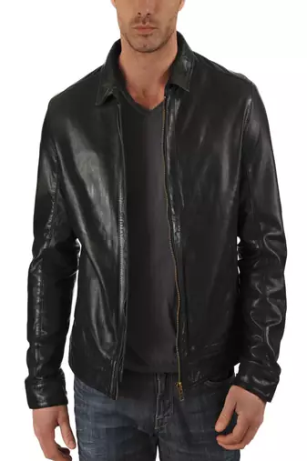 men's genuine lambskin leather biker jacket classic moto zip style authentic signature
