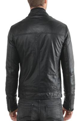 men's genuine lambskin leather jacket stand up collar style 2