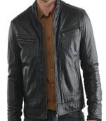 Men's genuine lambskin leather jacket leather stand collar men's slim fit leather jacket-cl-m232