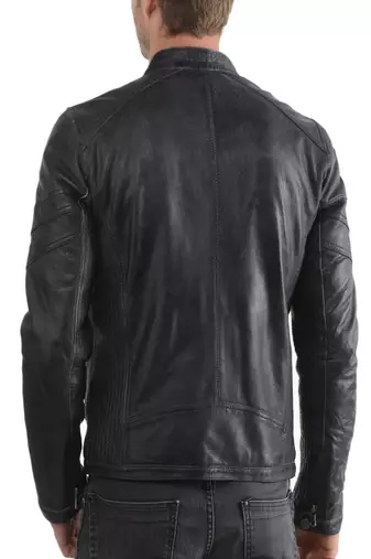 men's genuine lambskin leather biker jacket classic zip up style