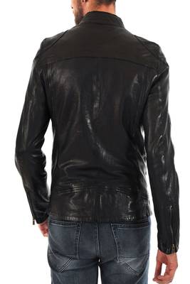 men's genuine lambskin leather biker jacket classic zip up style premium 2