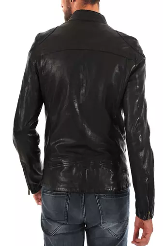 men's genuine lambskin leather biker jacket classic zip up style premium