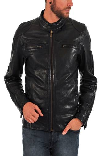 men's genuine lambskin leather biker jacket classic zip up style premium