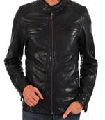 men's genuine lambskin leather biker jacket classic zip up style premium