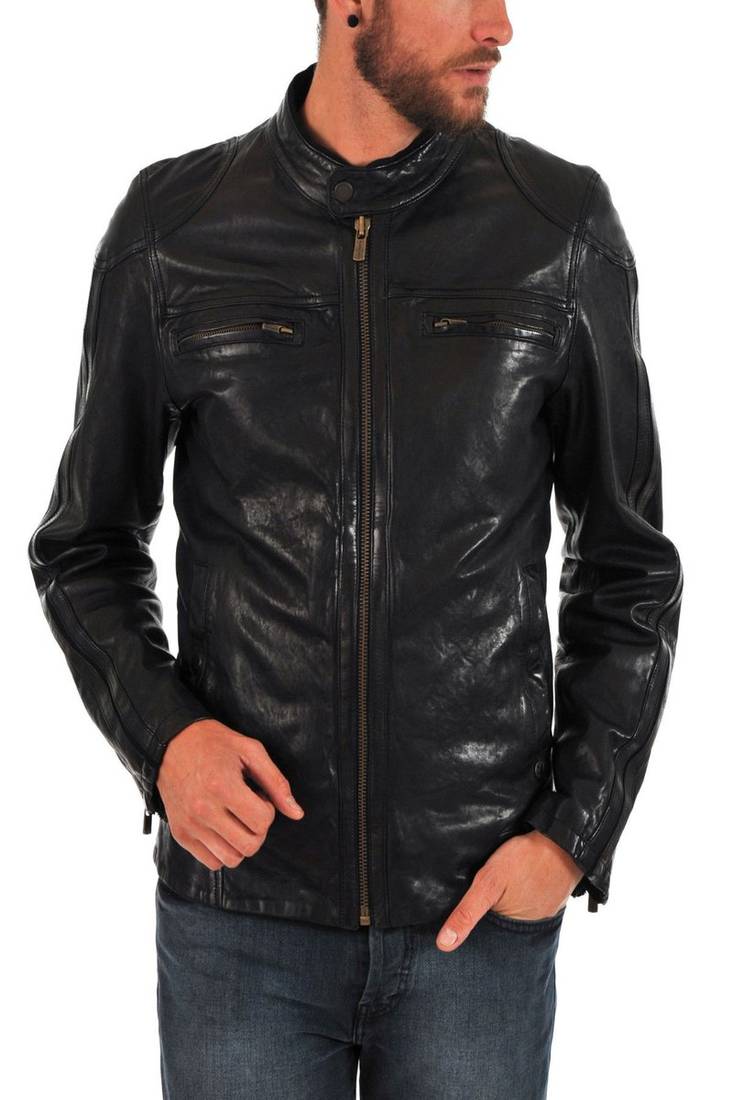 Men's genuine lambskin leather jacket leather moto men's slim fit leather jacket-cl-m234