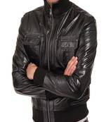 Men's genuine lambskin leather jacket leather bomber style  men's leather jacket-cl-m235