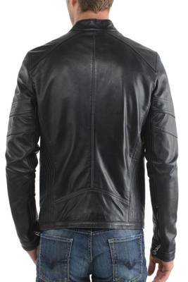 men's genuine lambskin leather biker jacket classic zip up style exclusive 2