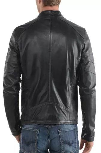 men's genuine lambskin leather biker jacket classic zip up style exclusive