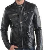 men's genuine lambskin leather biker jacket classic zip up style exclusive