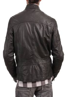 men's genuine lambskin leather biker jacket classic zip up style modern 2