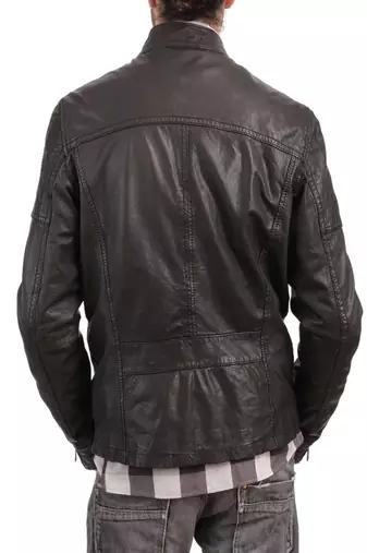 men's genuine lambskin leather biker jacket classic zip up style modern