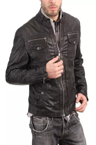 men's genuine lambskin leather biker jacket classic zip up style modern