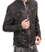Men's genuine lambskin leather jacket leather moto men's slim fit leather jacket-cl-m237