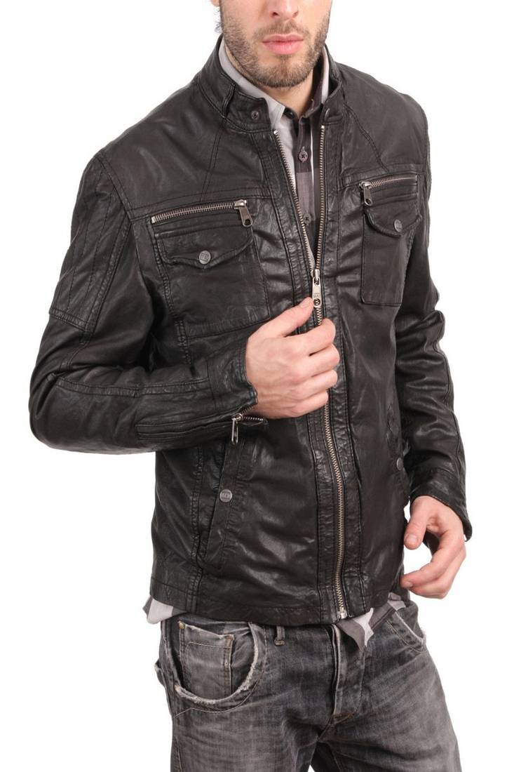 Men's genuine lambskin leather jacket leather moto men's slim fit leather jacket-cl-m237