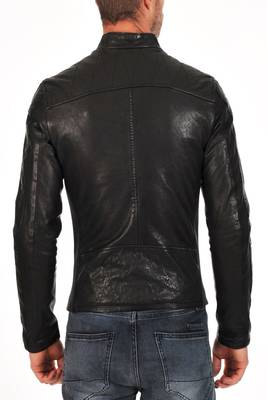 men's genuine lambskin leather biker jacket classic zip up style stylish 2