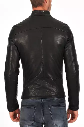 men's genuine lambskin leather biker jacket classic zip up style stylish