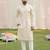 beige cotton digital print premium designer festive wear kurta trouser set