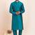 Teal blue banarsi dhupion  silk premium designer festive wear kurta pyjama set