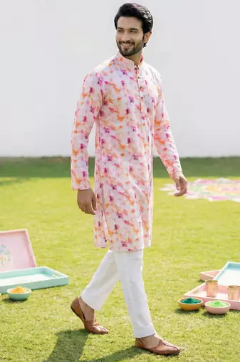 Multi cotton digital print premium designer festive wear kurta trouser set