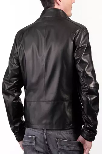 men's genuine lambskin leather biker jacket classic zip up style genuine