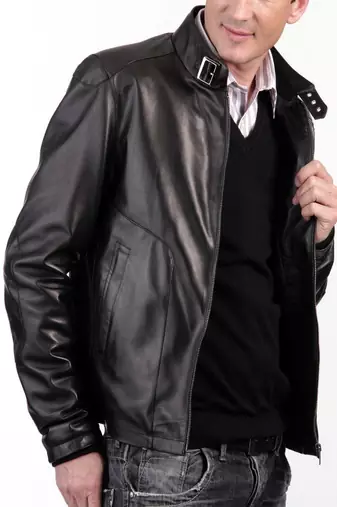 men's genuine lambskin leather biker jacket classic zip up style genuine